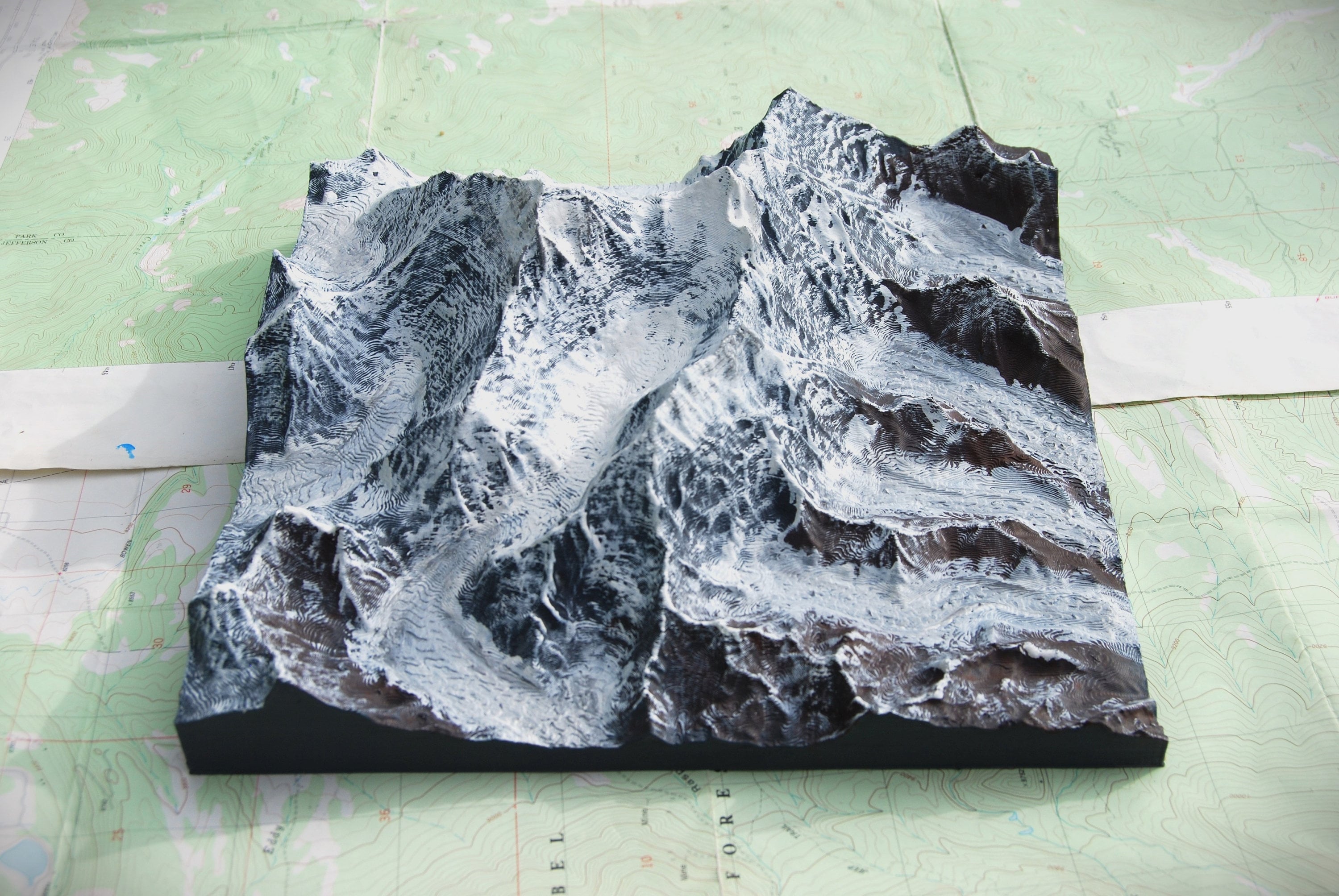 Mt. Everest - Hand Painted Model - 3D Printed Mountain, Framed