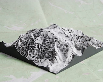 Denali Model - 3D Printed mountain topo map artwork - Seven Summits, Alaskan mountain decor