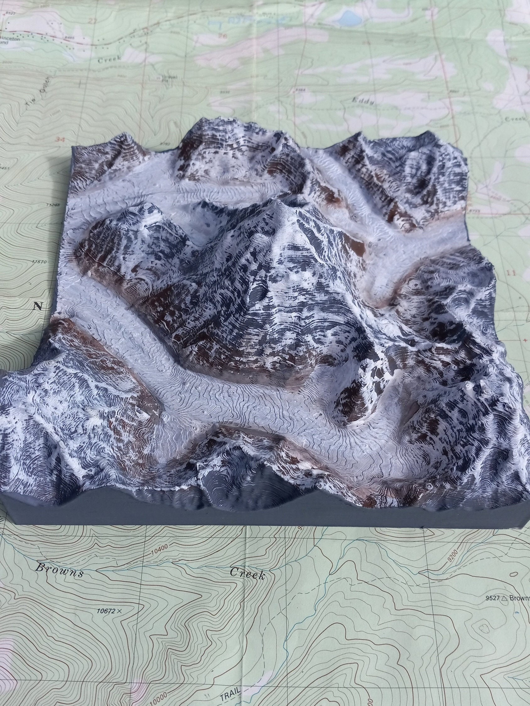 K2 Model - Painted Wall Art, 3D Printed Mountain Replica, Seven
