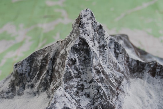 Matterhorn Model - Painted 3D Printed Topo Map, Mountain Art Decor