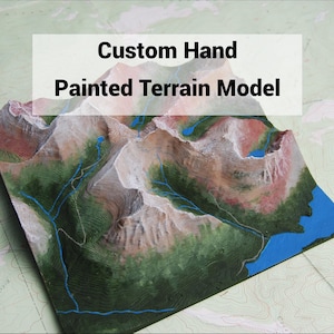 Custom 3D Mountain  Model - Personalized Terrain Model - Hand-Painted Wall Art