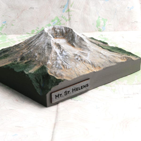 Mt. St. Helens Model - Hand Painted - Volcano Model
