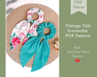 Pattern - Vintage Tale Scrunchie PDF Pattern | Sewing digital Pattern | Hair Bow sewing pdf pattern