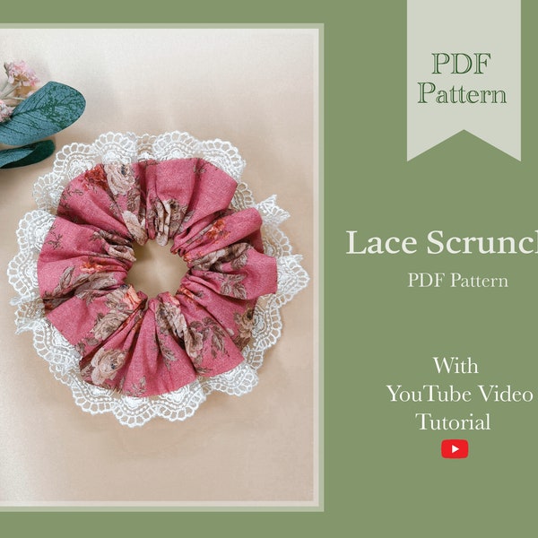 Lace Scrunchie PDF Pattern | Lace Scrunchy Digital Pattern | Vintage Hair Scrunchie PDF Pattern