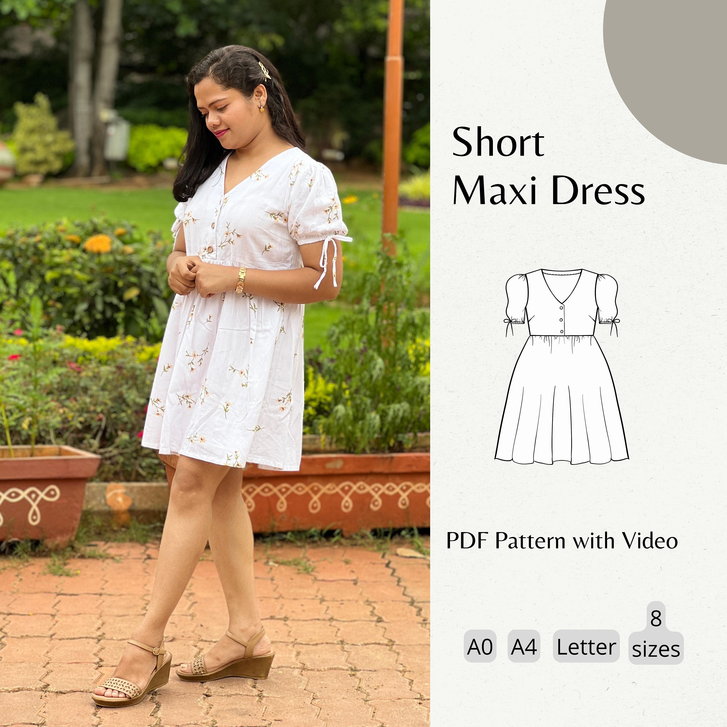 Cute Short Maxi Dress Digital Sewing PDF Pattern