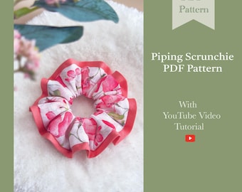 Pattern - Vintage Piping Scrunchie Sewing PDF Pattern | Hair Scrunchie Digital Pattern