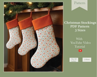 Pattern - Christmas Stocking Sewing PDF Pattern with 3 sizes