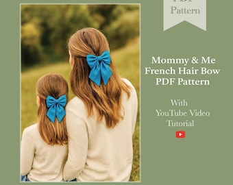 Pattern - Mommy and Me French Hair Bow Sewing PDF Pattern | Women Hair Clip Sewing PDF Pattern | SewingPandaPatterns