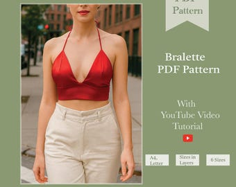 Women Bralette Sewing Digital Pattern | Luxury Bralette Sewing PDF Pattern | Night Wear PDF Pattern | Sleep Wear | Crop top pdf pattern