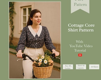 Cottage Core Shirt Sewing Pattern | Vintage Blouse (PDF Pattern)