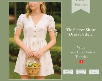Cute Short Maxi Dress Digital Sewing PDF Pattern | SewingPandaPatterns | autumn dress pdf pattern
