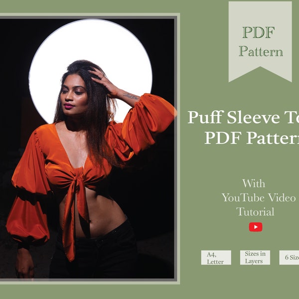 Puff Sleeve Top PDF Patterns | Easy instructions for beginners | Balloon Sleeve Top PDF Patterns | Bell sleeve top | autumn top pdf pattern