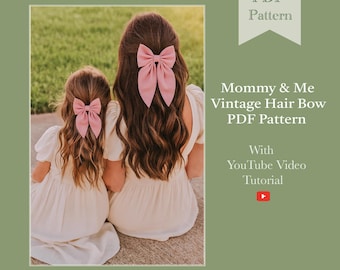 Pattern - Mommy and Me Vintage Hair Bow Sewing PDF Pattern | Women Hair Clip Sewing PDF Pattern | SewingPandaPatterns