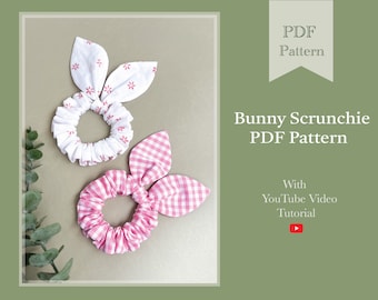 Pattern - Bunny Scrunchie Sewing PDF Pattern | Women Hair Scrunchie Sewing PDF Pattern | SewingPandaPatterns