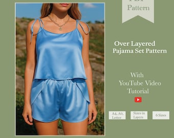 Luxury Silk Pajama Set PDF Pattern | Sleep Wear PDF Pattern | Night Wear Digital Pattern | Summer dress pdf pattern