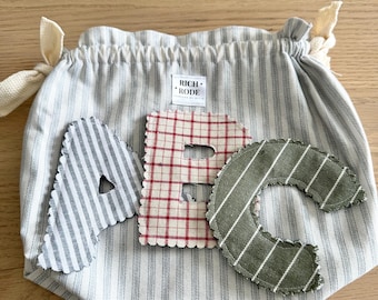Fabric Alphabet Letters | Handmade ABC Learning Set with Drawstring Bag