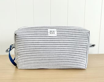 Striped Makeup Bag | Minimalist Zipper Pouch, Travel Toiletry Organizer