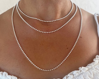 Chaine de billes en argent 925. Chaine perle en argent 925. Collier perle argent véritable. Chaine boule en argent 925. Chaine argent