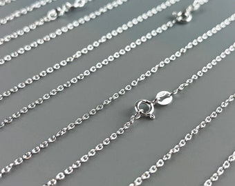 925 silver convict link chain made in Italy. Cable chain in 925 silver without nickel. Chain for pendant. Silver necklace.