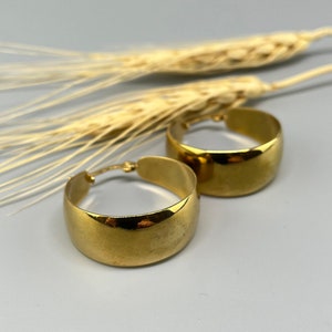 Large stainless steel hoop earrings. Oversize 18 k gold colored hoop earrings. Oversized stainless steel earrings. Gold earrings image 4