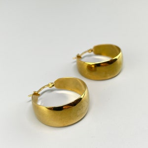 Boucles D'oreilles Anneaux Créoles Larges En Acier Inoxydable Plaqué Or Pour Femme