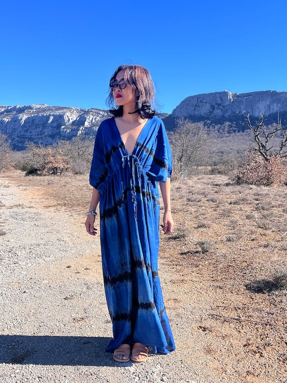 tie dye oversized dress Hand-Dyed Oversized Maxi Dress | Elastic Top 3-in-1 Styling