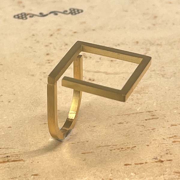 Square stainless steel ring / Geometric gold ring / Modern minimalist stainless steel square ring / trendy ring