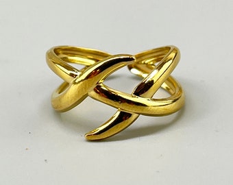 14K gold plated stainless steel ring. Stainless steel deer antler ring. Fashionable minimalist ring.