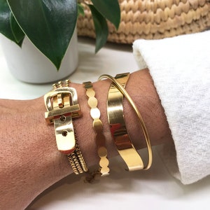 Stainless steel bracelet. Gold bracelet. Stainless steel cuff. Gold minimalist bracelet. Trendy gold bangle bracelet. image 2