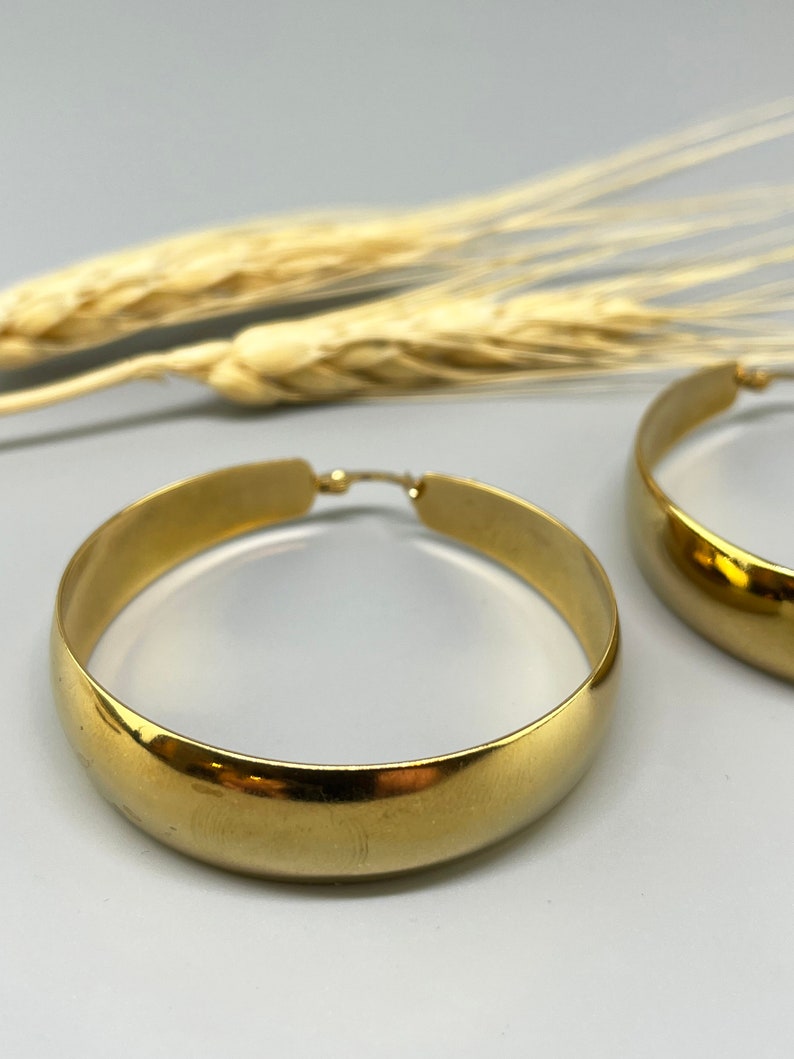 Large stainless steel hoop earrings. Oversize 18 k gold colored hoop earrings. Oversized stainless steel earrings. Gold earrings image 7