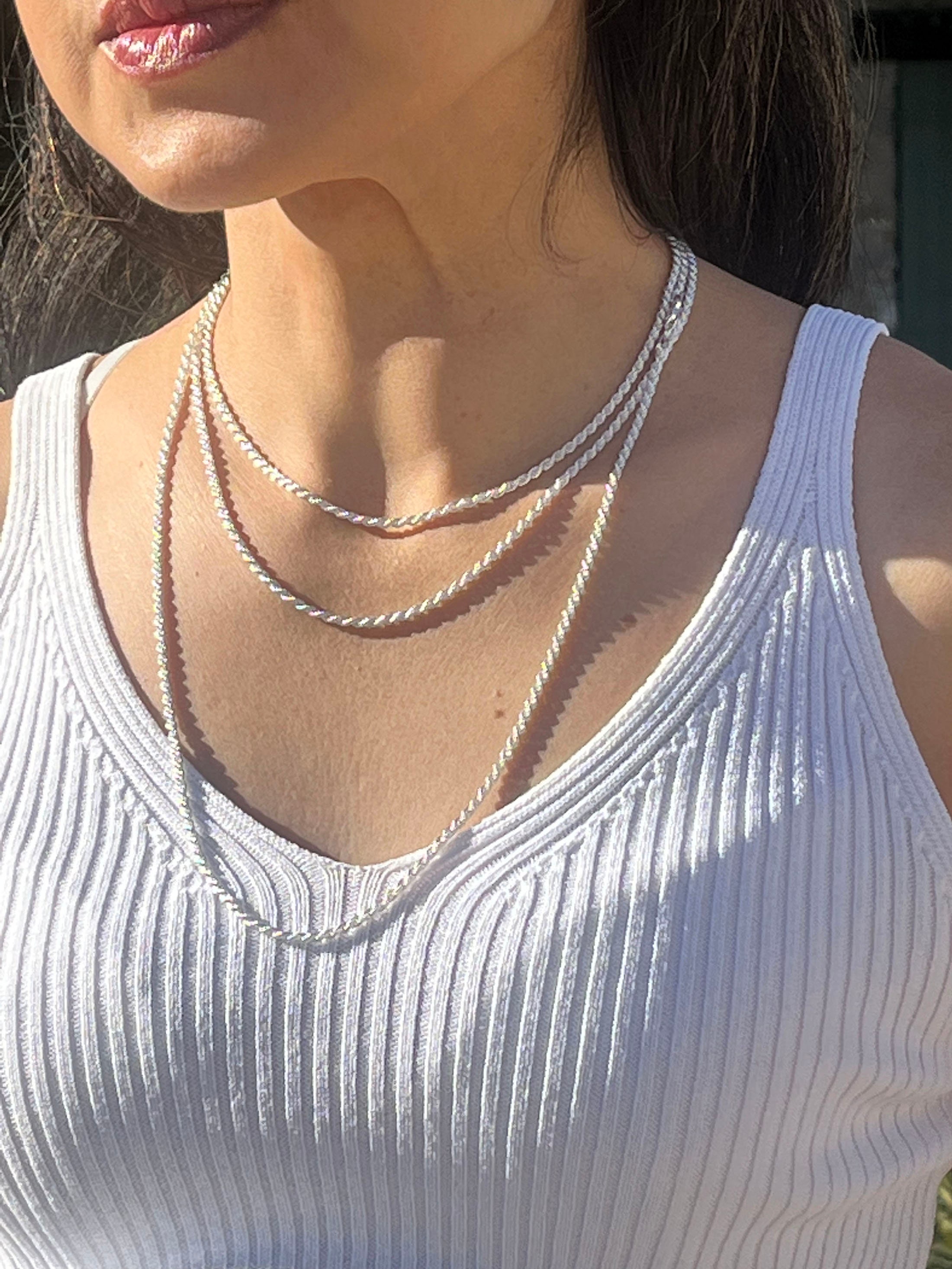 Collier Torsade Argent 925 - Maille Tressée Et Torsadée - Longueur 42,5 Cm