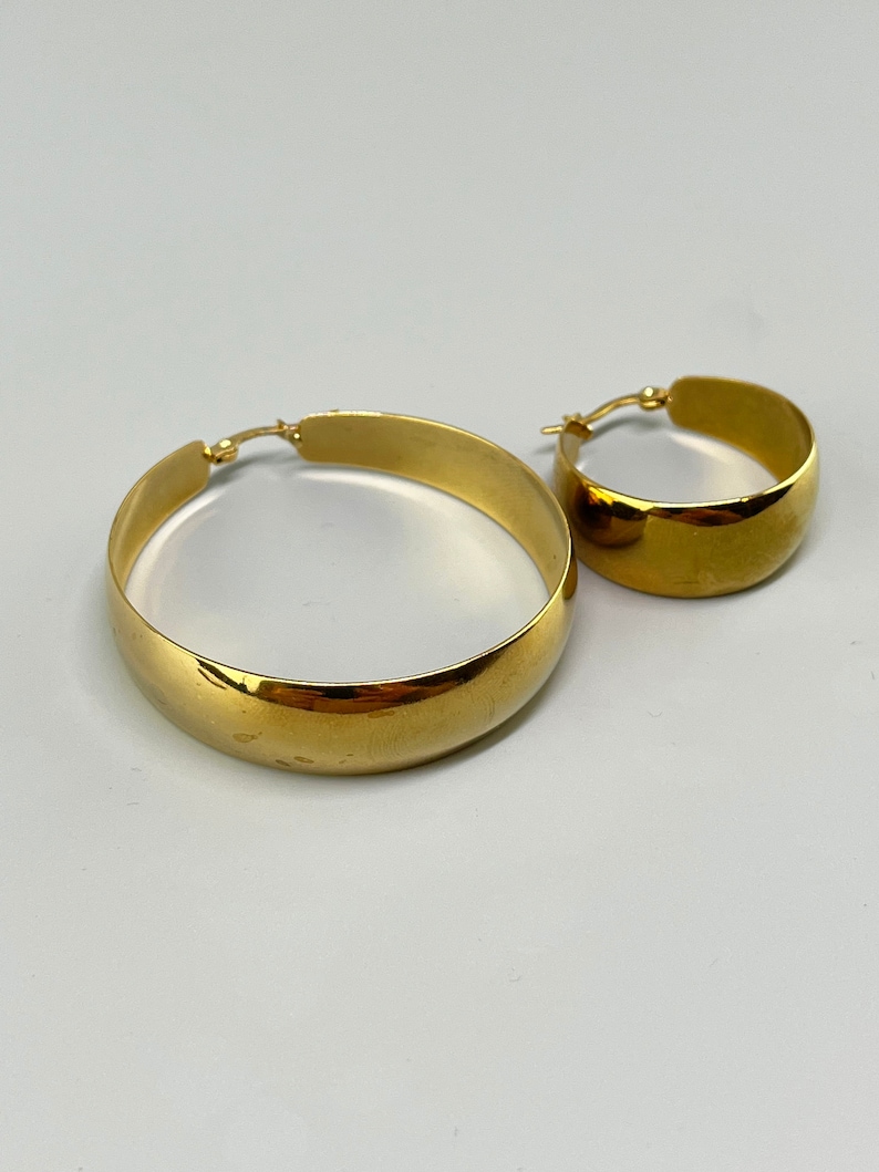 Large stainless steel hoop earrings. Oversize 18 k gold colored hoop earrings. Oversized stainless steel earrings. Gold earrings image 6