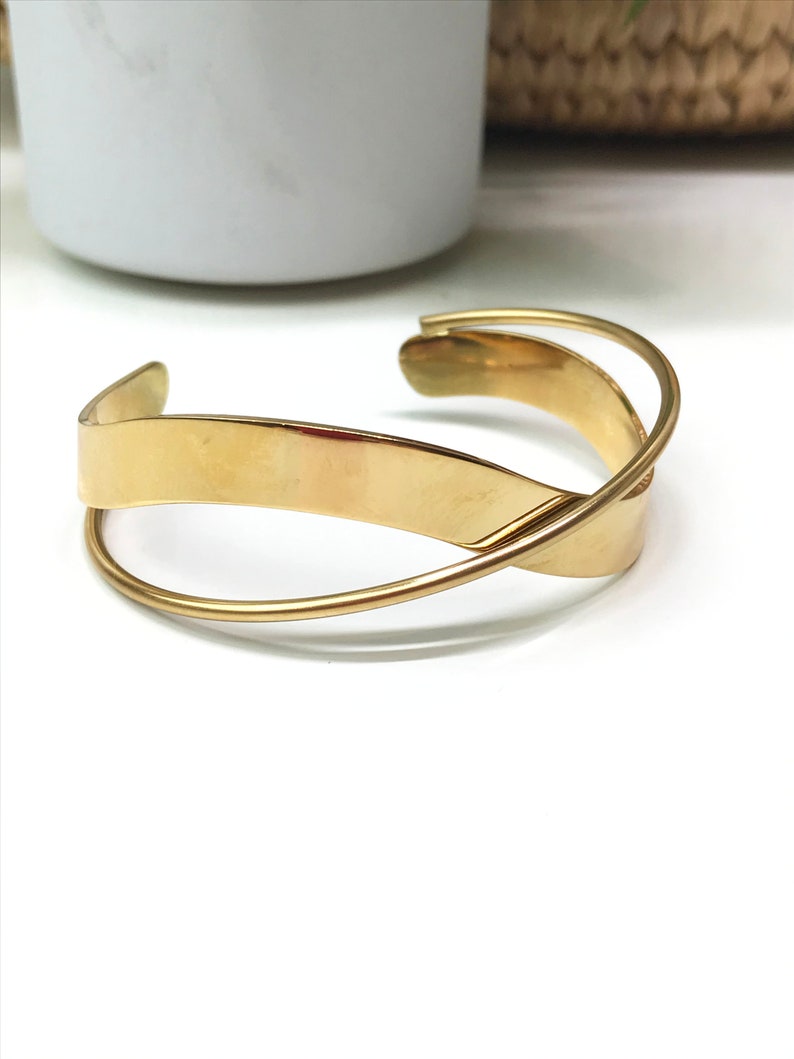 Stainless steel bracelet. Gold bracelet. Stainless steel cuff. Gold minimalist bracelet. Trendy gold bangle bracelet. image 5