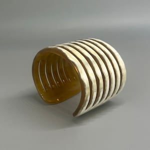 Natural horn cuff. Geometric bracelet, wide in real horn. Gift for her. Christmas gift idea. Natural jewelry.