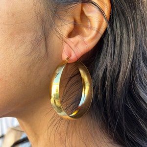 Large stainless steel hoop earrings. Oversize 18 k gold colored hoop earrings. Oversized stainless steel earrings. Gold earrings image 2