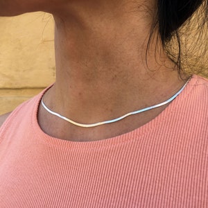 Chaine herringbone en argent 925. Collier Herringbone en argent sterling. Chaine plate herringbone fabriquée en Italie. Chaine maille plate image 3