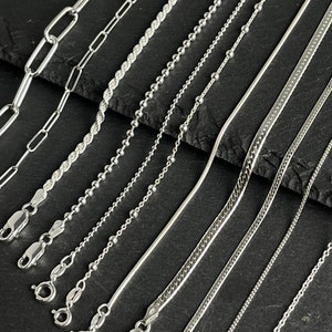 925 zilveren ketting gemaakt in Italië. Echt zilveren ketting. Zilveren ketting 40 cm, 45 cm, 60 cm. Zilveren ketting voor hanger. afbeelding 1