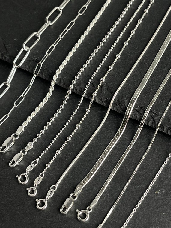 925 Sterling Silver Chain Made in Italy. Genuine Silver Necklace 