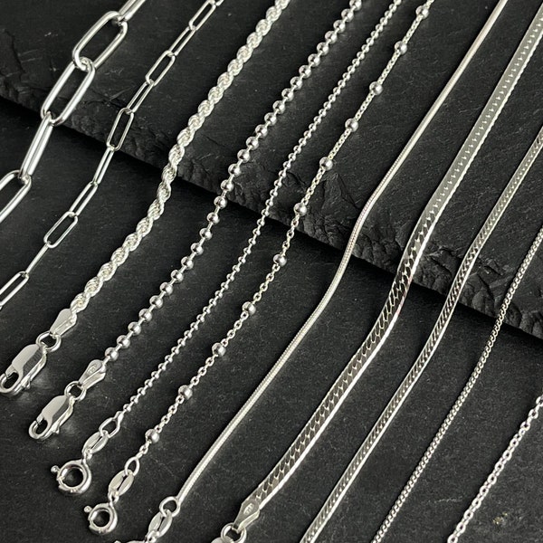 Chaine en argent 925 fabriquée en Italie. Collier en argent véritable. Chaine argent 40 cm , 45 cm, 60 cm. Chaine argent pour pendentif.