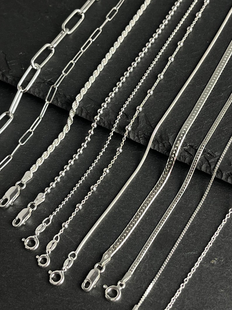 925 silver chain made in Italy. Real silver necklace. Silver chain 40 cm, 45 cm, 60 cm. Silver chain for pendant. image 1