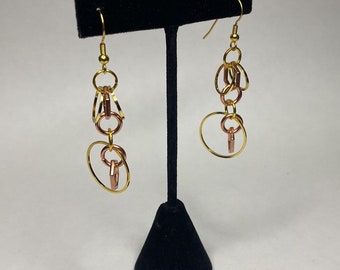 Handmade Gold Filled and Rose Gold Filled Dangle Earrings