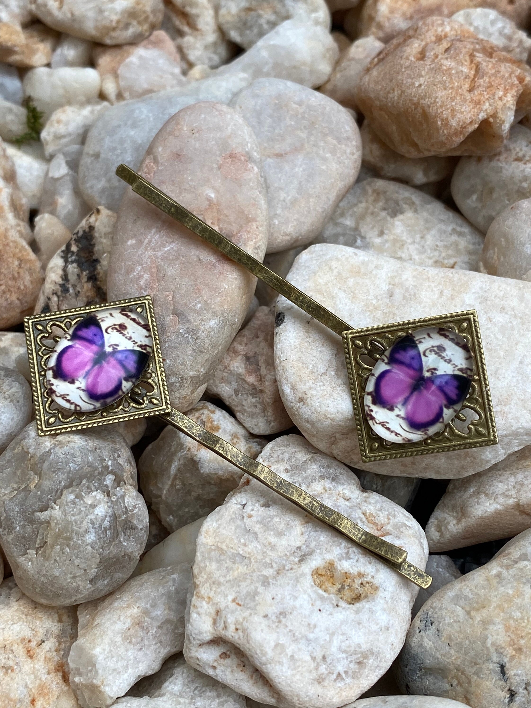 Glass Barrettes, Hair Barrettes, Hair Accessories, Copper Clips Etsy UK