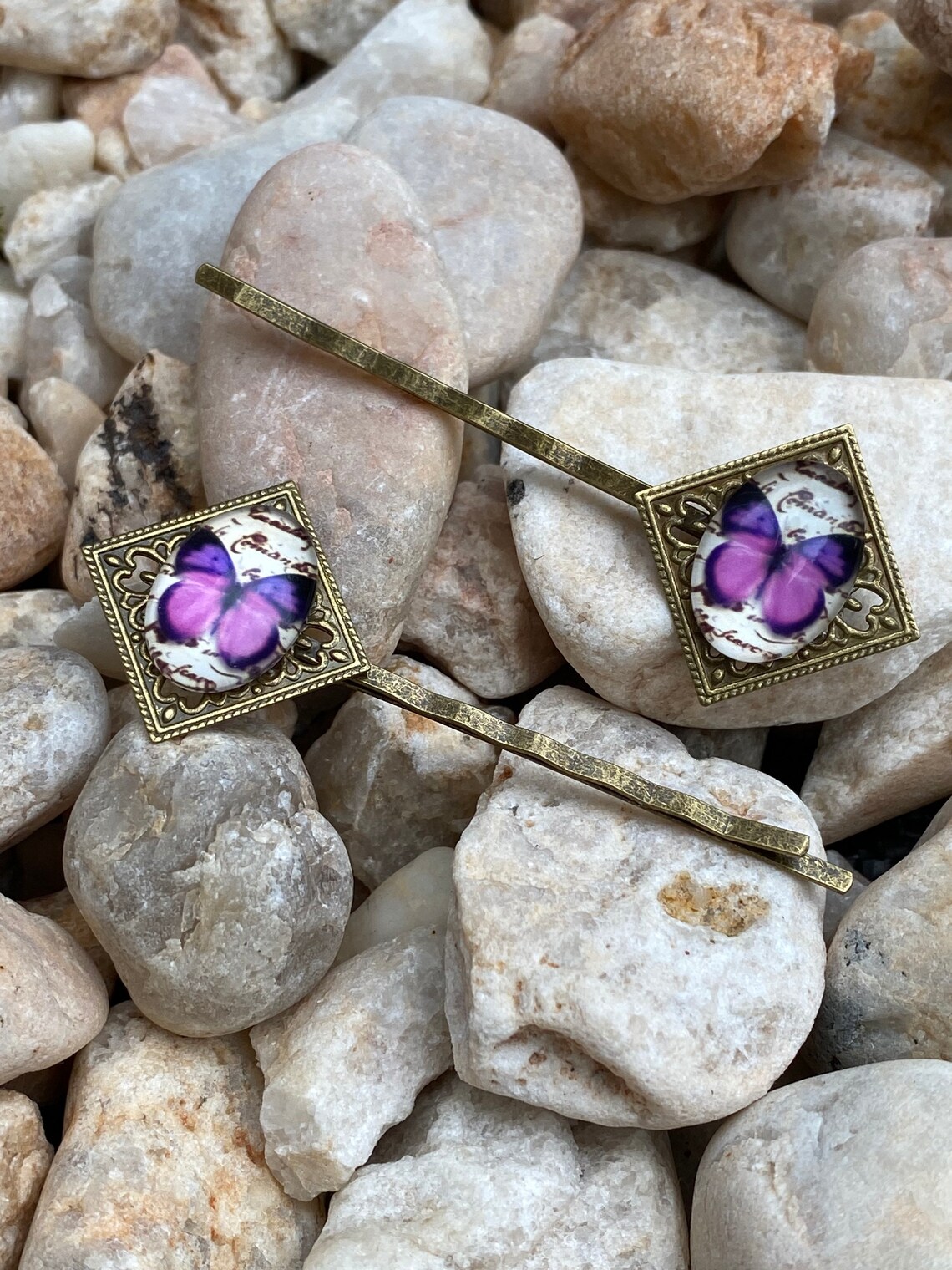 Glass Barrettes, Hair Barrettes, Hair Accessories, Copper Clips Etsy UK