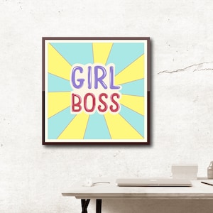15x15 Feminist Wall Art/Women empowerment printable quote/Retro comics style/Girl boss print/Feminist gift for her/Vintage poster