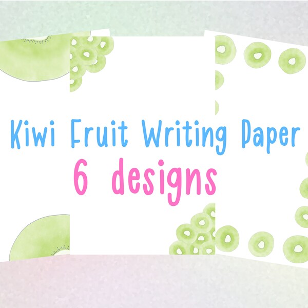 Printable Unlined Stationery Kiwi Fruits 8x12"/Instant Download/Writing Paper/Printable Note Paper/Printable Note Pages/Journal Pages-PNG