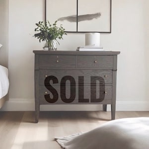grey campaign dresser This Drexel Accolade Campaign dresser went through a complete transformation. I stripped it down to bare wood, bringing out its natural beauty before applying an Algonquin tan wash for a soft, timeless