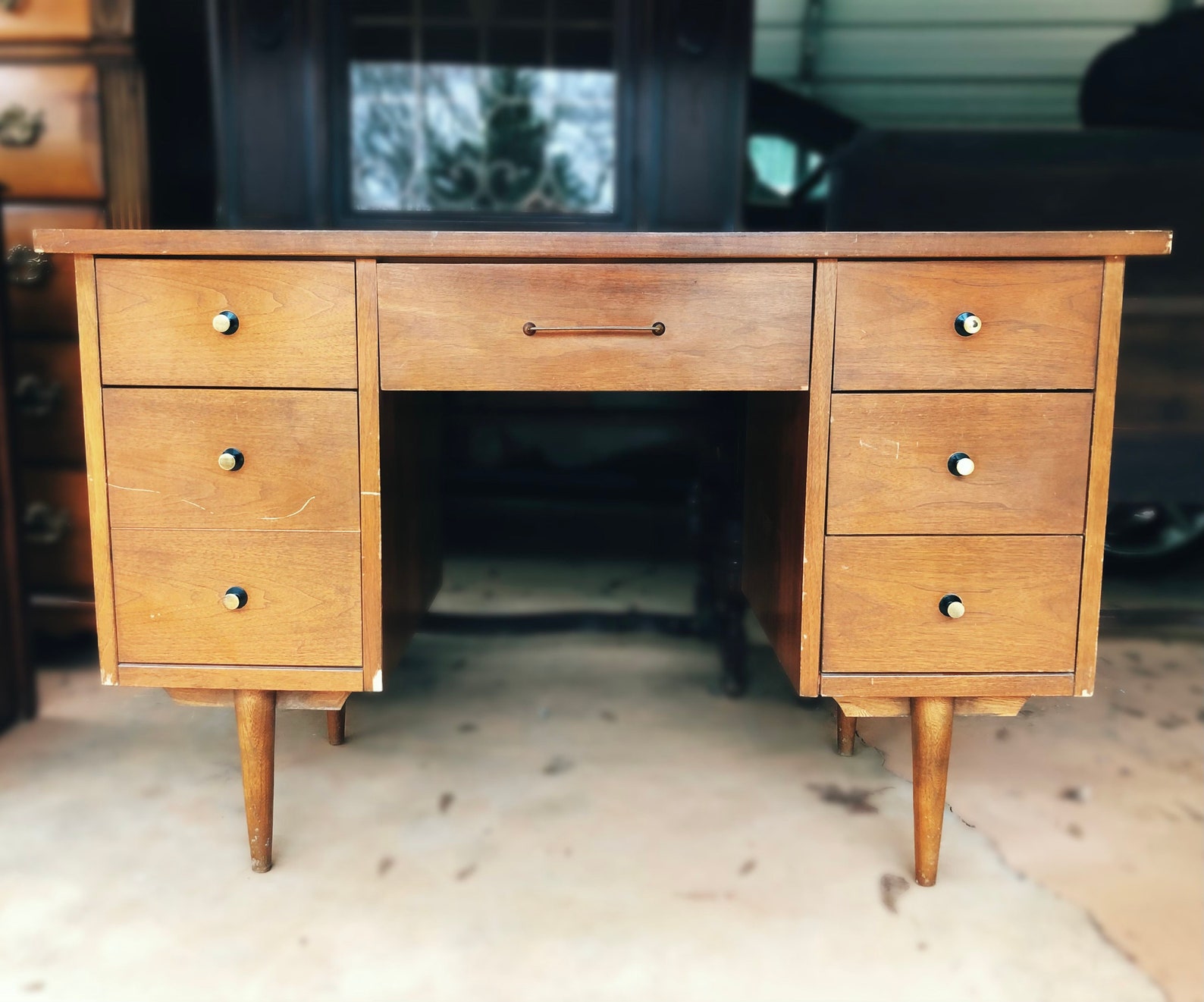 MCM Desk Bassett Mid Century Modern Office Desk Refinished Etsy