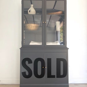 Black China Cabinet, Antique, Hepplewhite Hutch, Duncan Phyfe Style