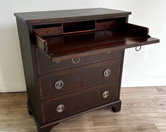 Vintage Secretary Desk / Dresser – Refinished Solid Wood – Union National