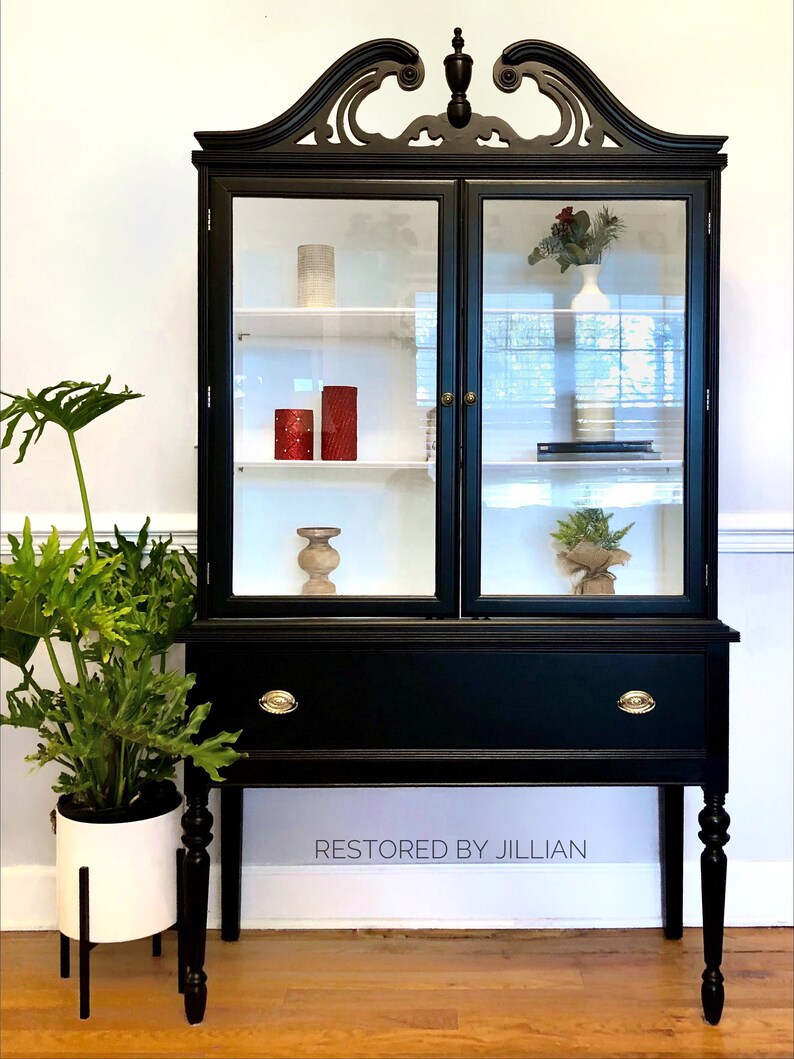 Soldantique China Hutch Black and White Modern Etsy